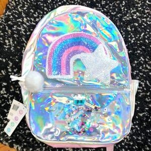 NEW! P.S. Aeropostale Sequin Girls Backpack Bookbag Shimmery with Rainbow Star